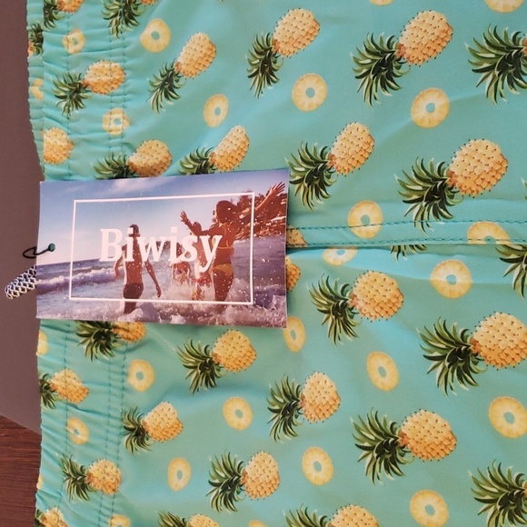Biwisy Pineapple Print Swim Trunks Quick Dry Swim Shorts With Mesh Lining SZ 2XL - Picture 5 of 11